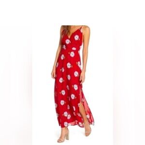 Red floral maxi dress